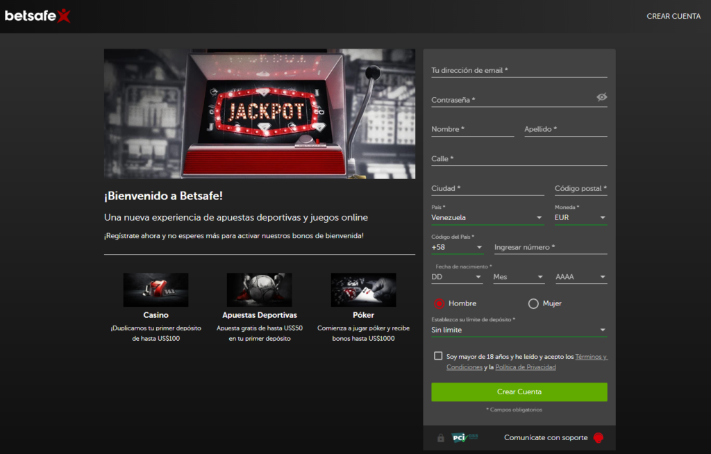 Registrarse Betsafe