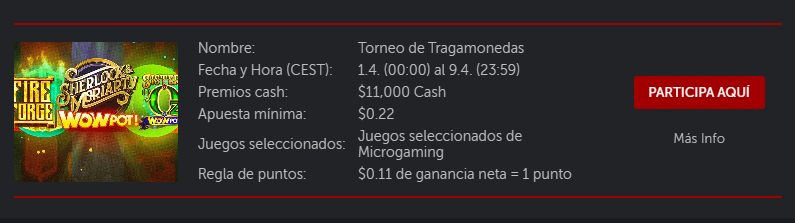 calendario desafío de casino