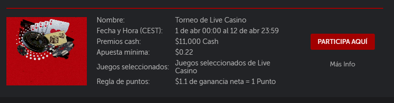 calendario de live casino