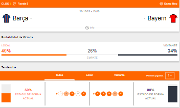 Probabilidad de victoria y estado de forma del Barcelona y Bayern Múnich